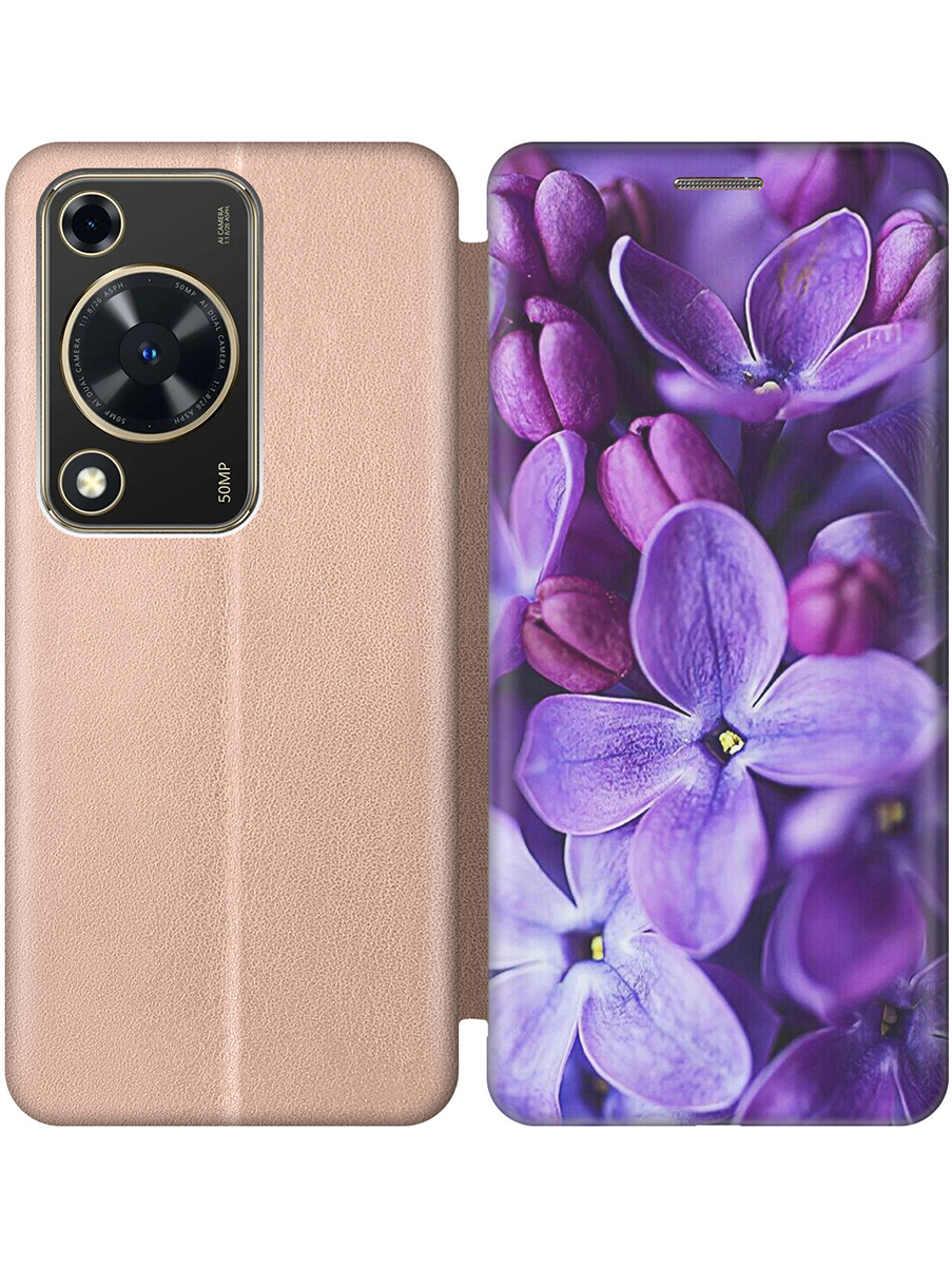 

Чехол-книжка на Huawei nova Y72 с принтом "Фиолетовая сирень" золотой, Золотистый;фиолетовый;черный, 785977821