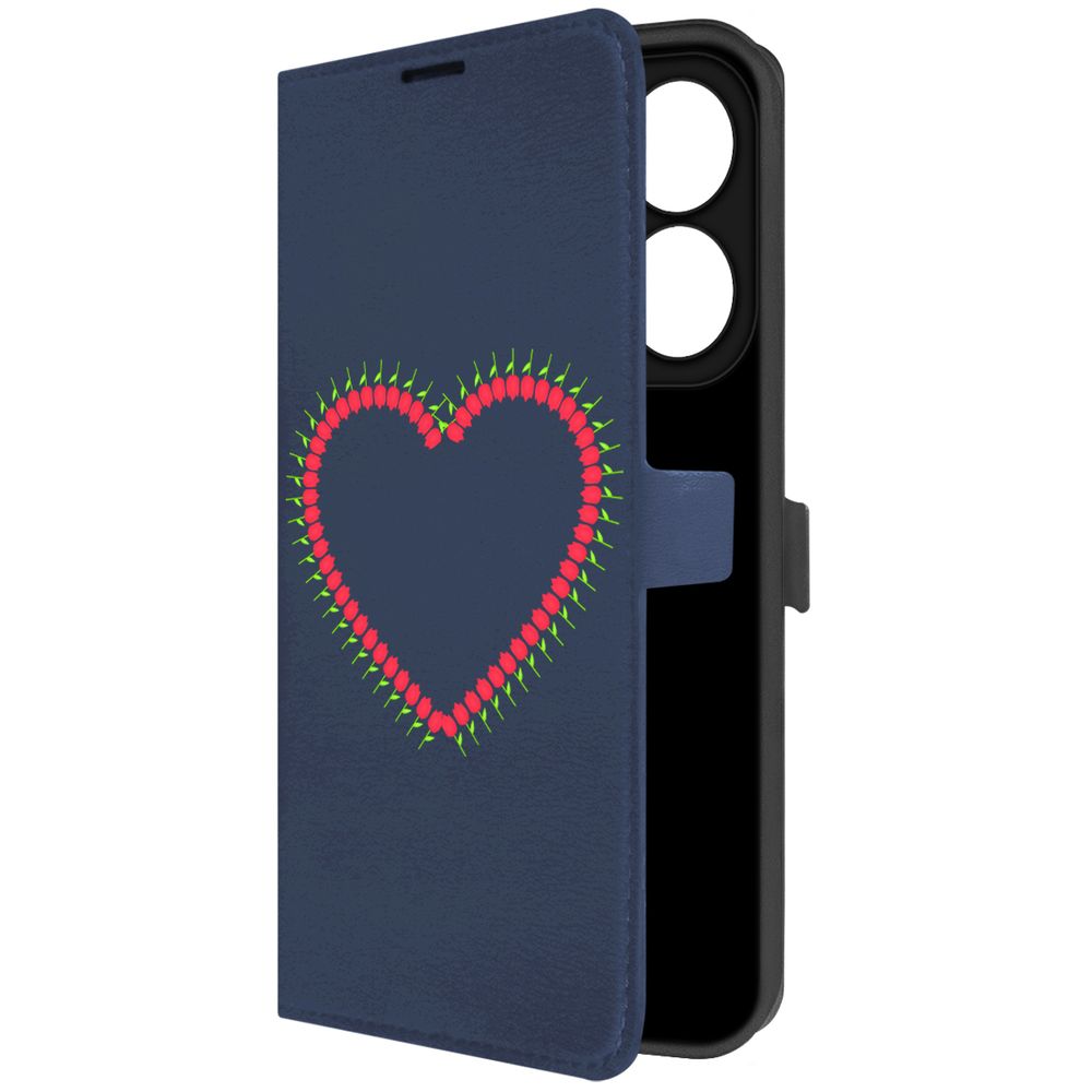 

Чехол-книжка Krutoff Eco Book для INFINIX Hot 40i Сердце из тюльпанов (синий)