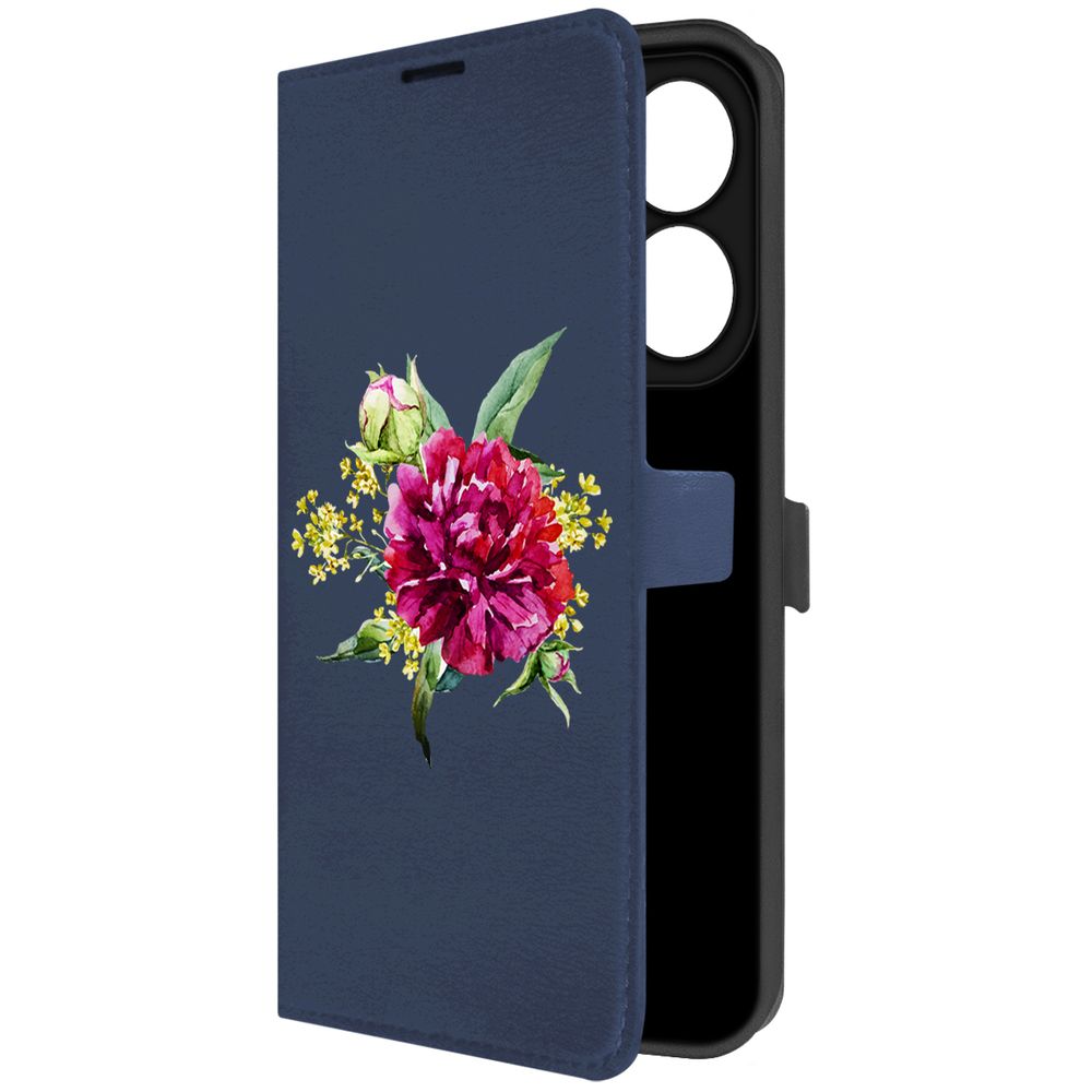 

Чехол-книжка Krutoff Eco Book для INFINIX Hot 40i Цветочная акварель (синий)