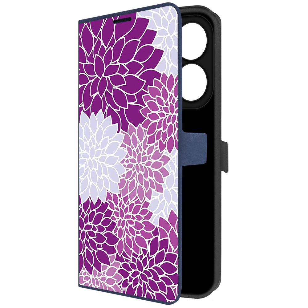 

Чехол-книжка Krutoff Eco Book для INFINIX Hot 40i Цветочный паттерн 2 (синий)