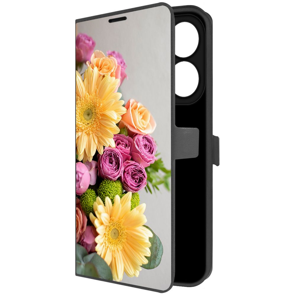 

Чехол-книжка Krutoff Eco Book для INFINIX Hot 40i Букет (черный)