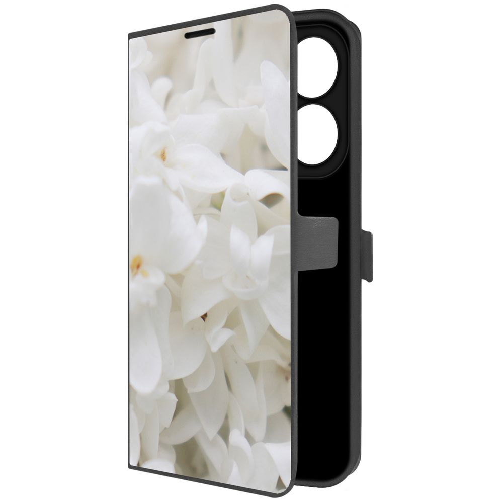 

Чехол-книжка Krutoff Eco Book для INFINIX Hot 40i Белые лилии (черный)