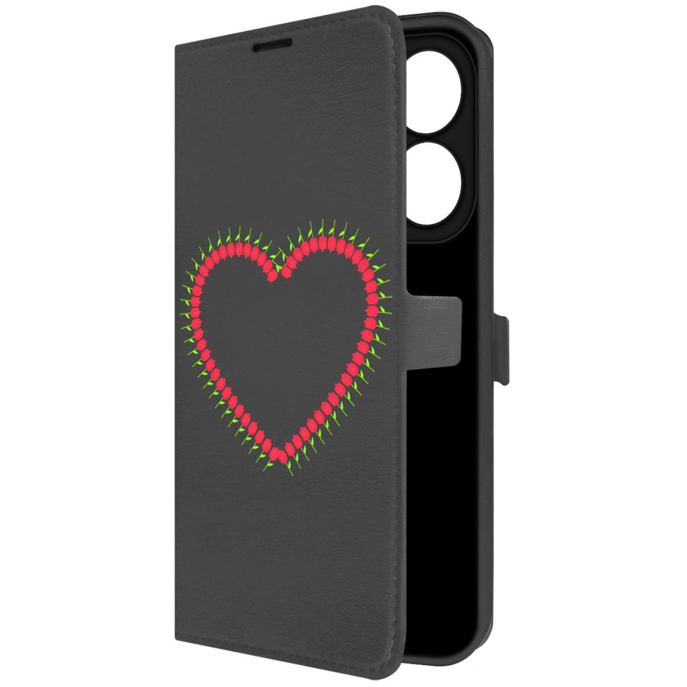 

Чехол-книжка Krutoff Eco Book для INFINIX Hot 40i Сердце из тюльпанов (черный)
