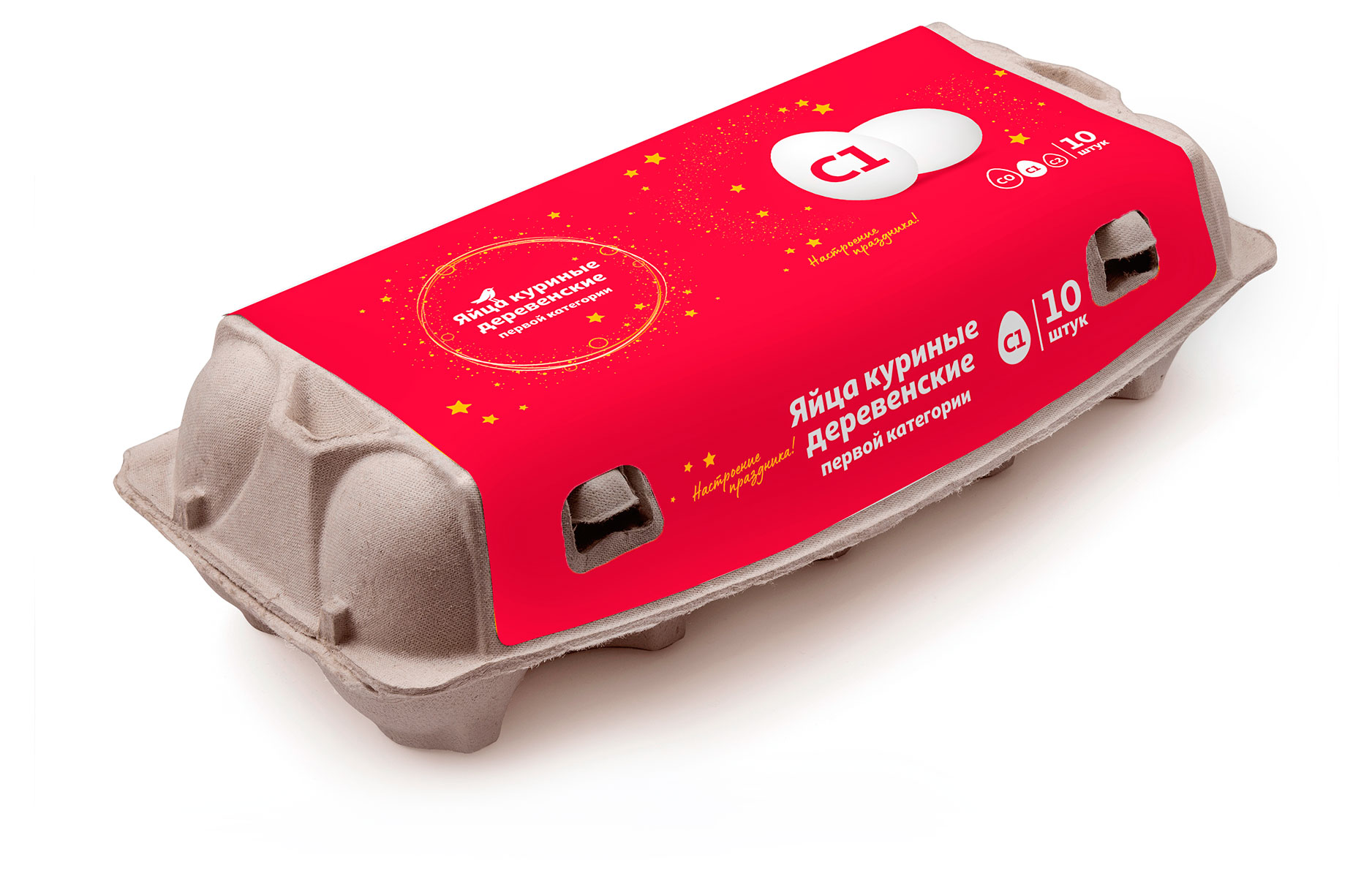 Яйца куриные АШАН Красная птица деревенские С1 10 шт 120₽