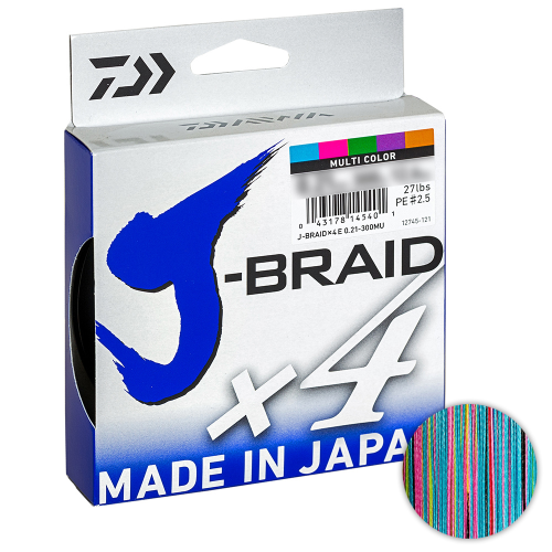 

Шнур Daiwa J-Braid X4E 300м. 0.33мм. Multicolor, Разноцветный, J-Braid X4E