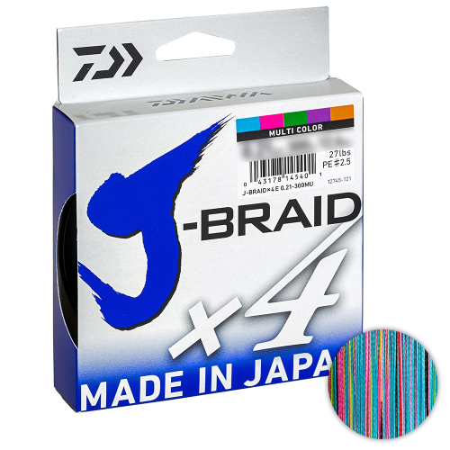 

Шнур Daiwa J-Braid X4E 300м. 0.29мм. Multicolor, Разноцветный, J-Braid X4E