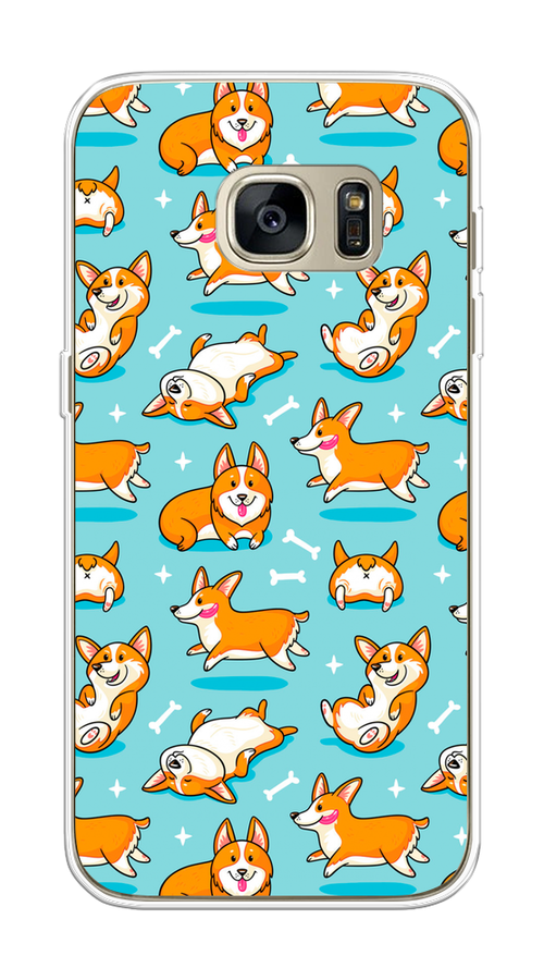 

Чехол Awog на Samsung Galaxy S7 "Веселые корги", Коричневый, 24550-2
