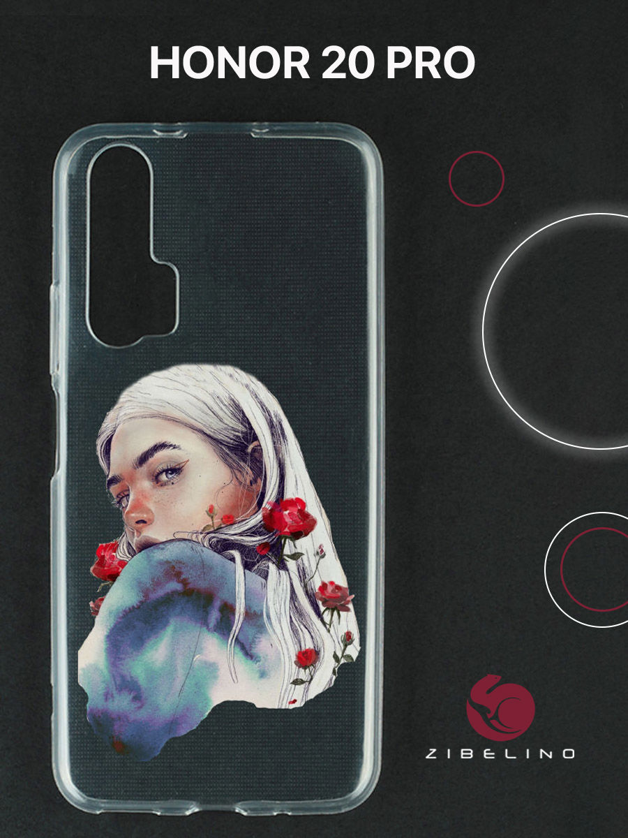 

Чехол для Honor 20 pro прозрачный с рисунком, с принтом женский взгляд, ZUTC-HON-20PRO
