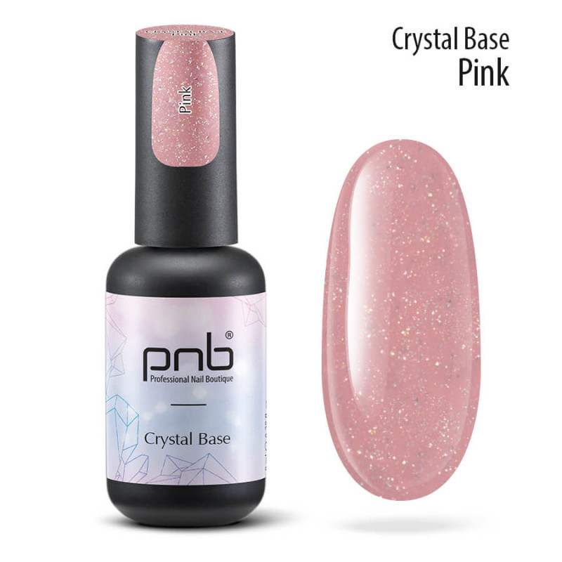 

База для ногтей PNB Crystal Base светоотражающая UV LED розовая 8 мл, Crystal Base 8 ml