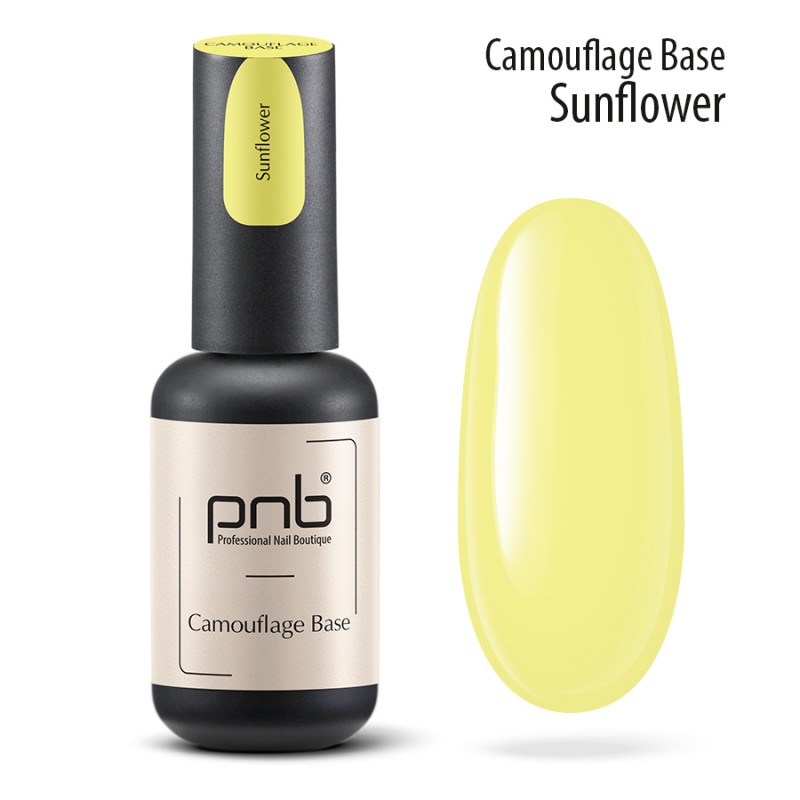 Купить База для ногтей PNB Camouflage Base камуфлирующая каучуковая UV LED желтая 7-free 8 мл, Camouflage Base 8 ml