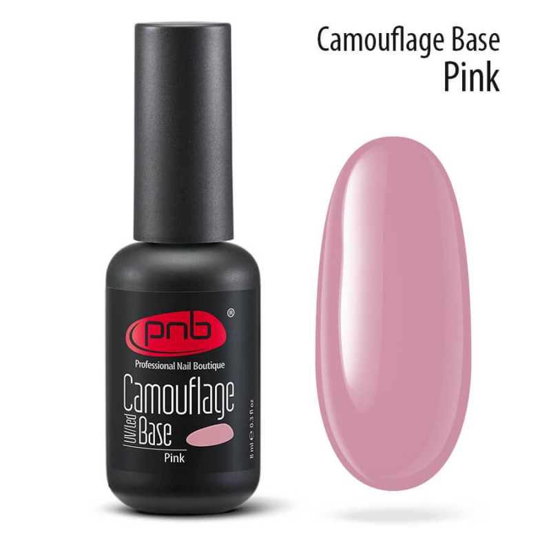 Купить База для ногтей PNB Camouflage Base камуфлирующая каучуковая UV LED розовая 7-free 8 мл, Camouflage Base 8 ml