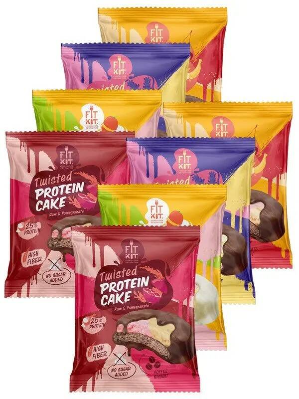 

Подарочная коробка Fit Kit TWISTED Protein Cake, Ассорти 8х70г (Ром, Манго, Сыр, Вишня)