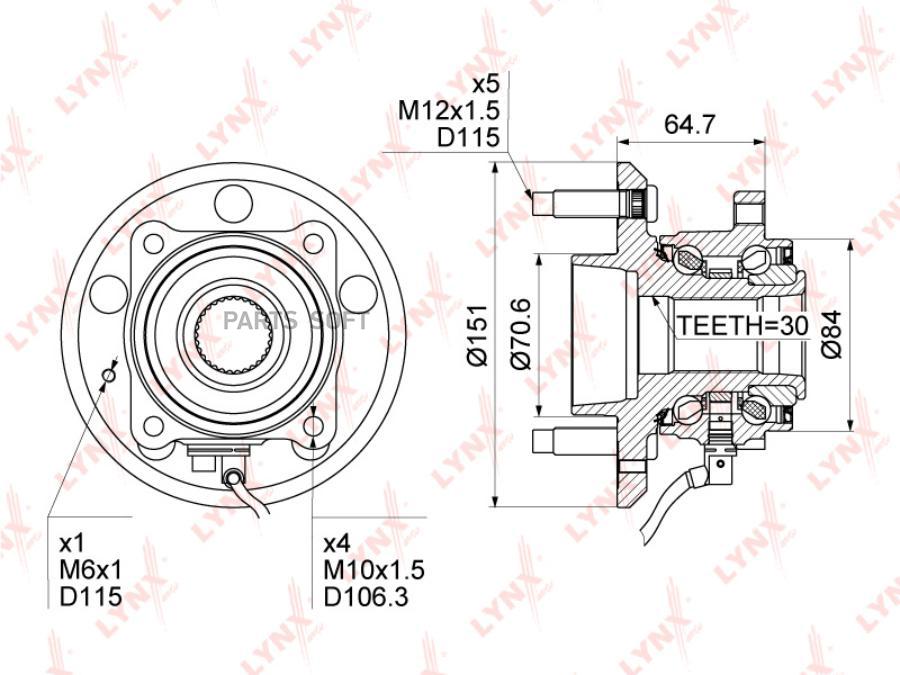 

Подшипник ступицы задней Opel Antara A 06>15 Lynx WH1130