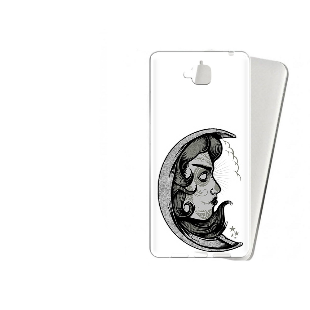 

Чехол MyPads Tocco для Huawei Enjoy 5 черно белая луна с лицом (PT24942.37.680), Прозрачный, Tocco