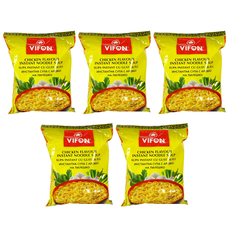 Лапша быстрого приготовления пшеничная со вкусом курицы VIFON (5 шт. по 60 г)