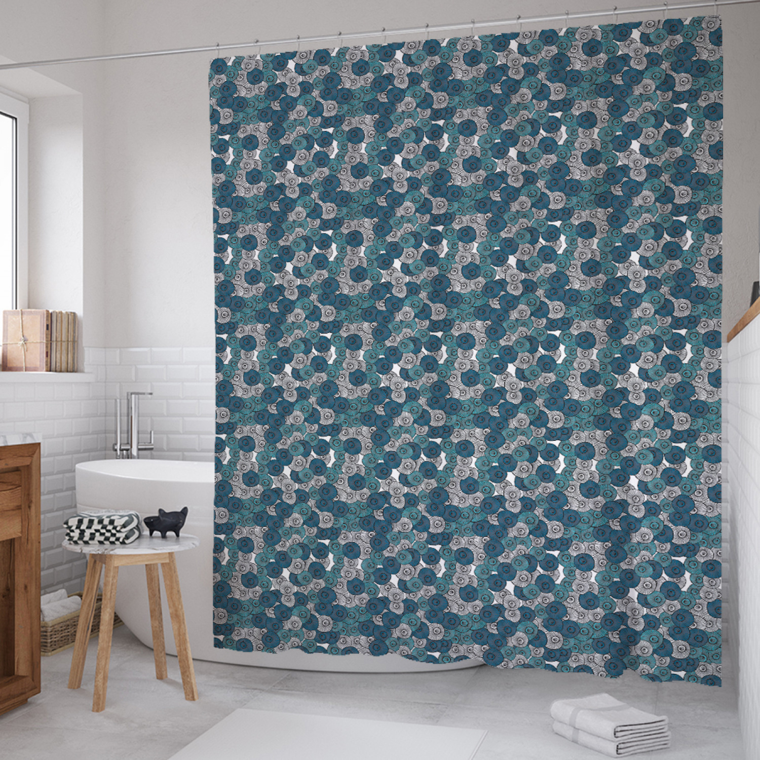 

Штора для ванной JoyArty "Каракули с прожилками" из сатена, 180х200 см с крючками, Зеленый, Каракули с прожилками