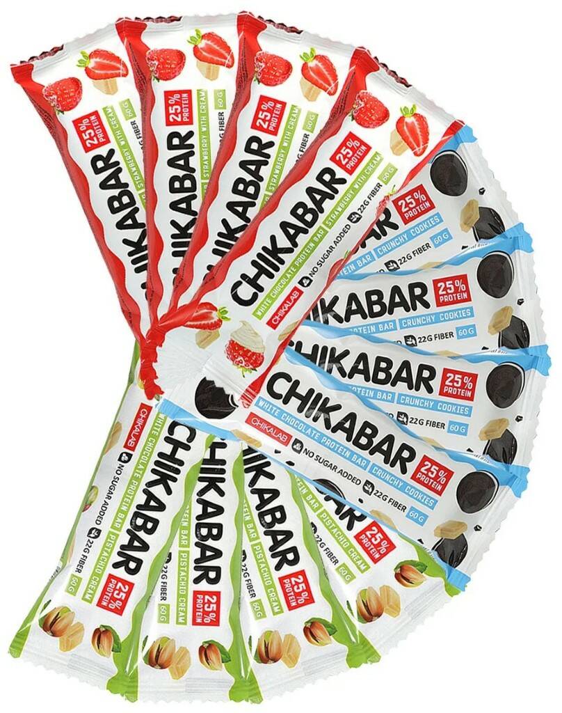 фото Подарочная коробка best.fit chikabar ассорти всех вкусов, 12шт по 60г