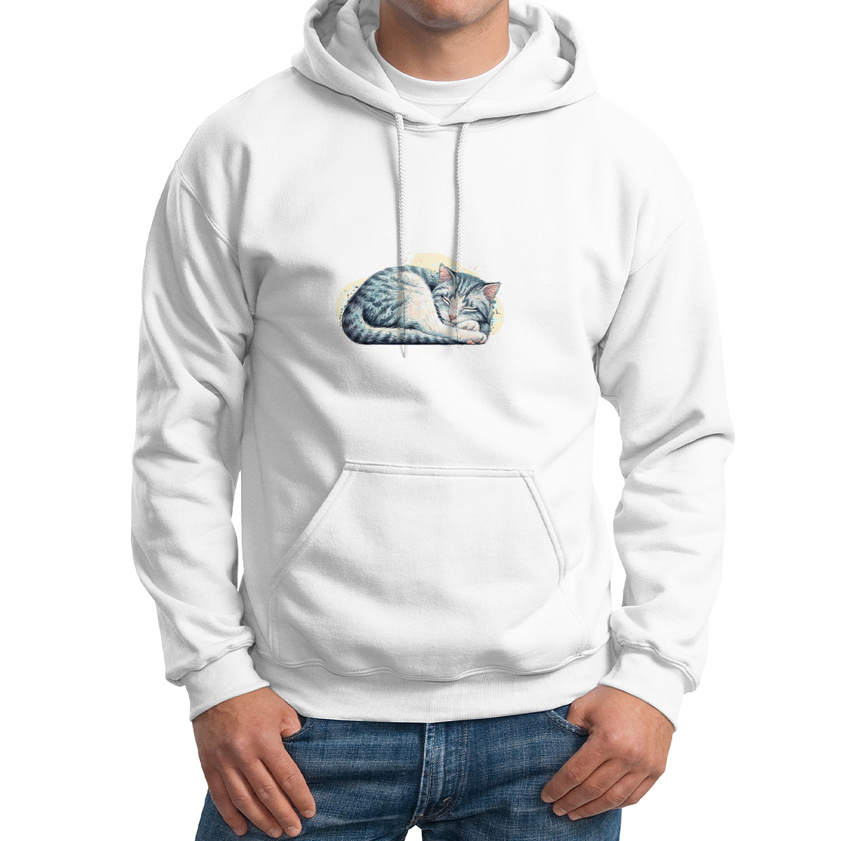 

Толстовка Худи белая Животные. Кошка, Белый, M0501596