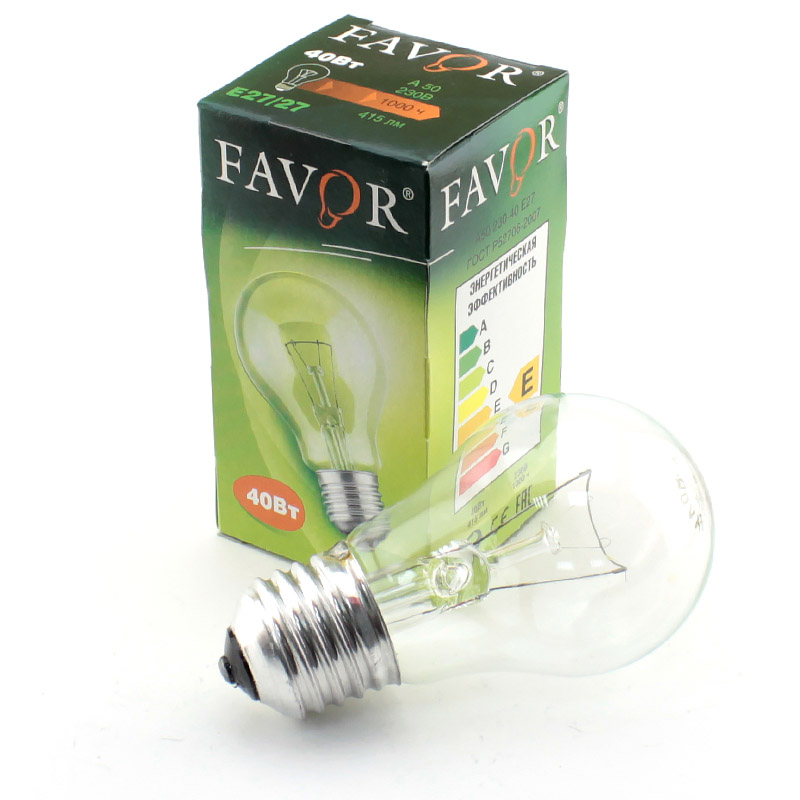 

Лампа накаливания FAVOR груша 95W E27 прозрачная