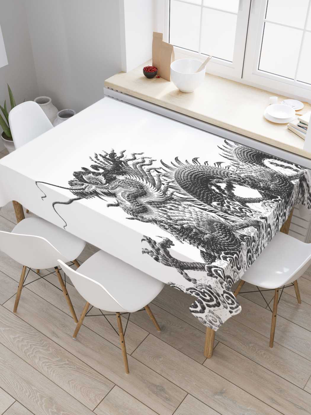 

Скатерть прямоугольная JoyArty "Темный дракон" из оксфорда, 180x145 см, Черный, Темный дракон