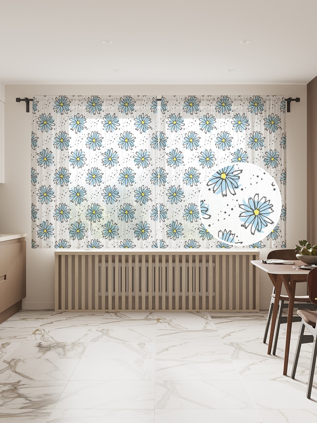 

Фототюль JoyArty "Пятна на ромашках" 145x180см (2 полотна со шторной лентой + 50 крючков), Пятна на ромашках