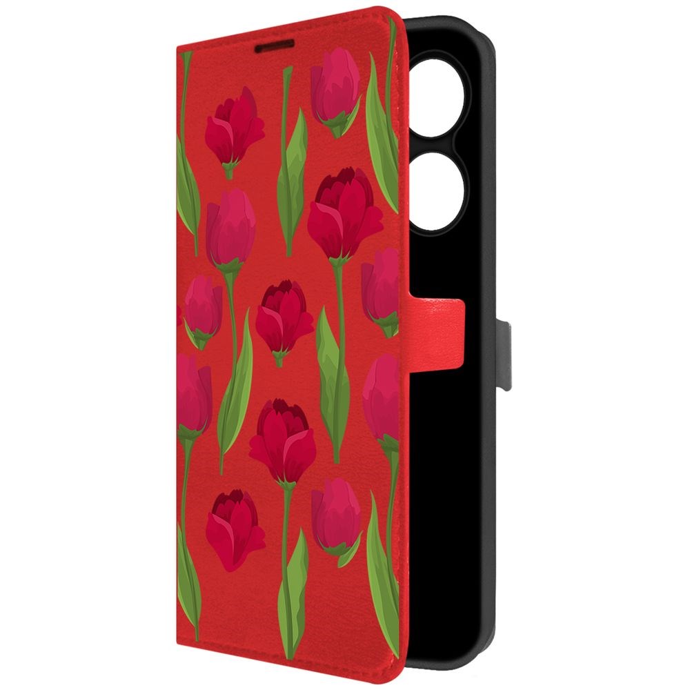 

Чехол-книжка Krutoff Eco Book для INFINIX Hot 40 Розы паттерн (красный)