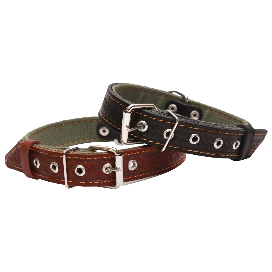 Ошейник для собак Бим ВМ41011 кожа с брезентом, ширина 3,5см, в ассортименте