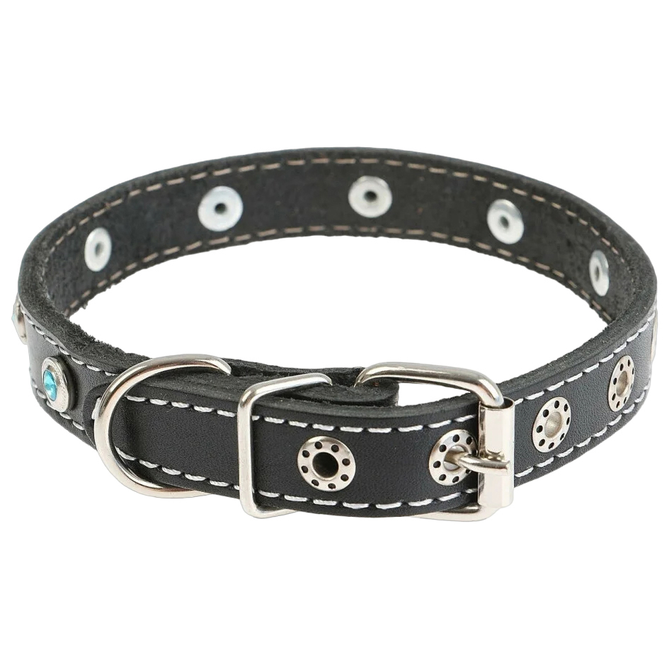 Ошейник для собак Бим ВМ40892 черный кожаный однослойный, ширина 3см