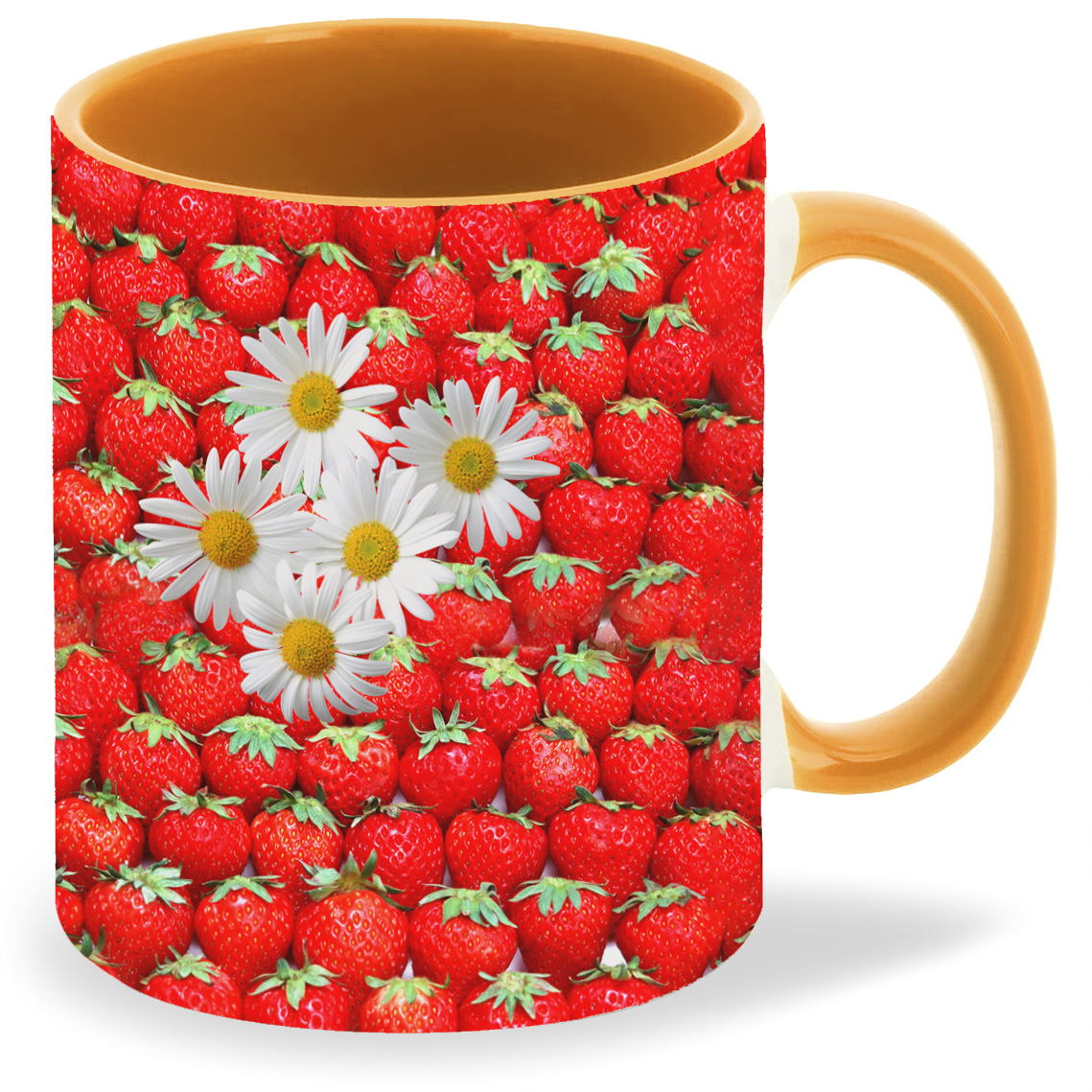 

Кружка CoolPodarok Клубника и ромашки, Клубника и ромашки