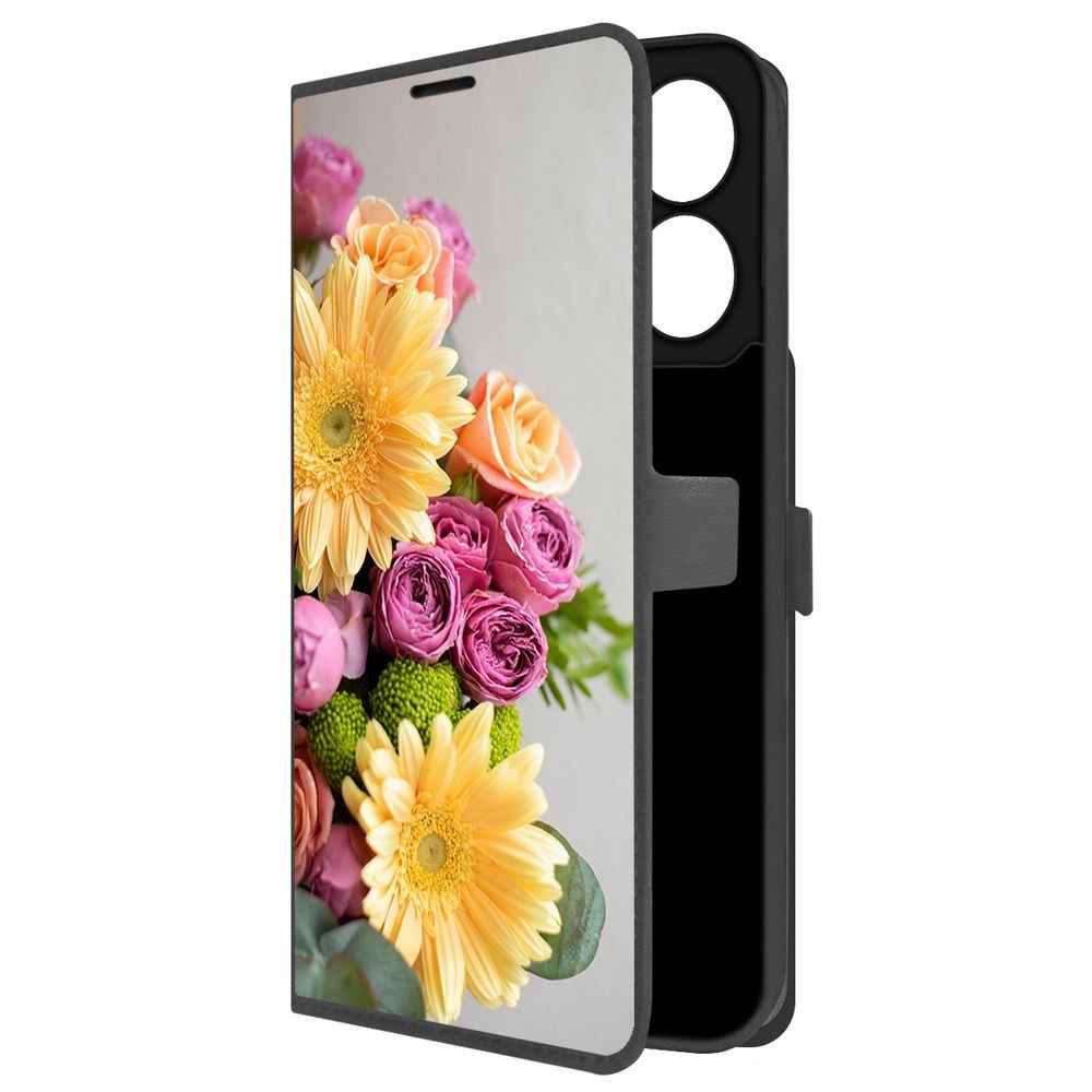 

Чехол-книжка Krutoff Eco Book для Xiaomi Redmi 13C Букет (черный)