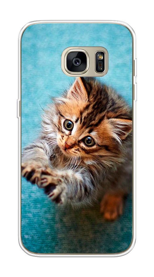 

Чехол Awog на Samsung Galaxy S7 "Котенок просит есть", Голубой;коричневый;белый, 24550-2