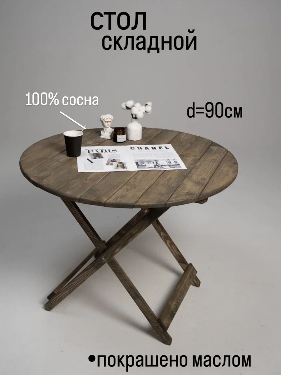 Стол SOGO складной SKLSTOLKRYG-SER серый 90х90х72 см
