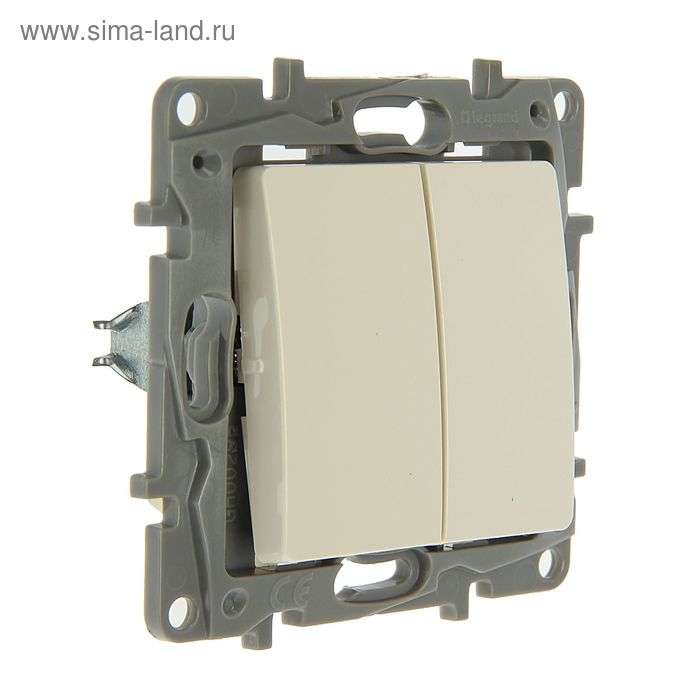 

Выключатель Legrand Etika 672302, 10 А, 2 клавиши, скрытый, слоновая кость, Серый