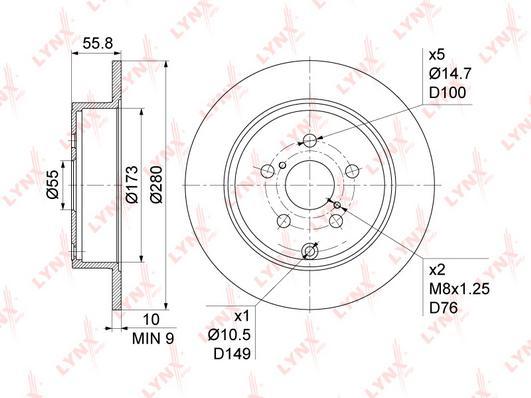 

Диск торм.задн.TOYOTA Avensis(T25) 1.6-2.4 03-08