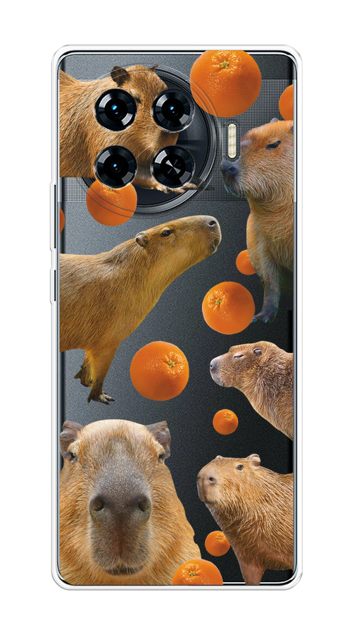 

Чехол на Tecno Spark 20 Pro Plus "Капибара и апельсины", Бежевый;оранжевый, 305050-1