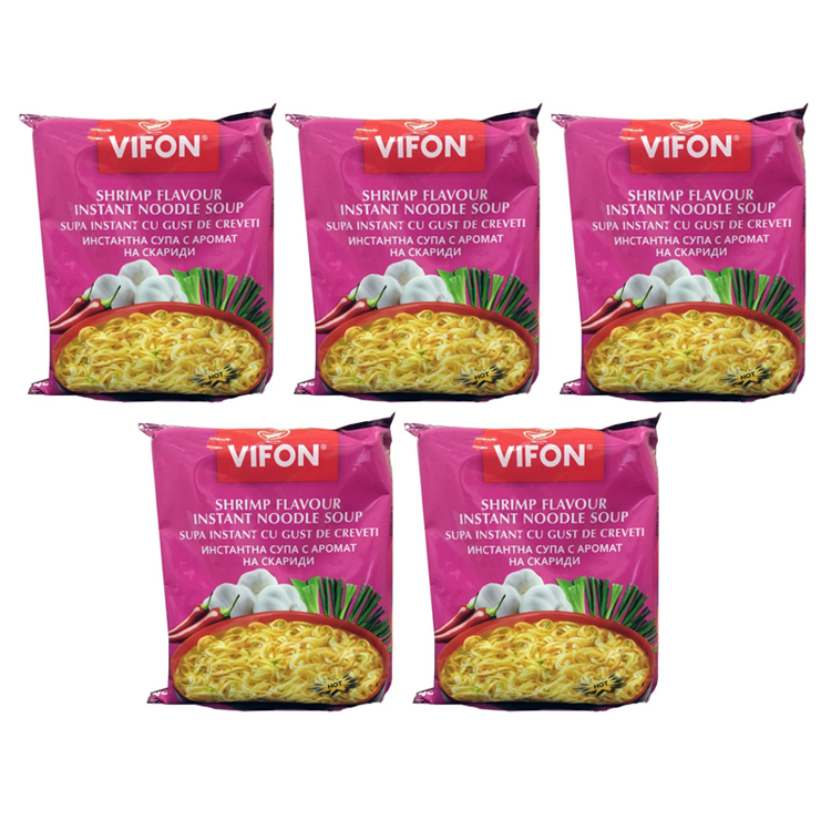 Лапша быстрого приготовления пшеничная со вкусом креветок VIFON (5 шт. по 60 г)