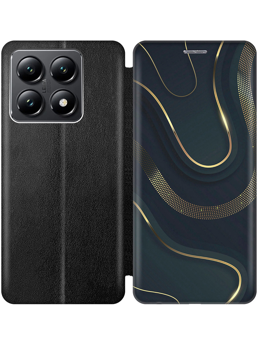 

Чехол-книжка на Xiaomi 14T с принтом "Золотистые акценты" черный, Черный;золотистый;серый, 785978431