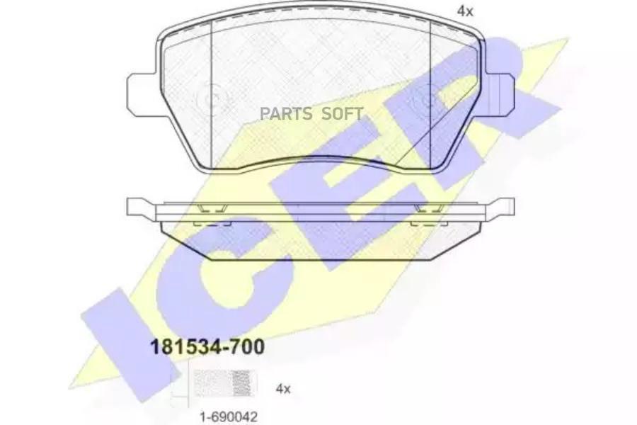 

Колодки Передние Renault Logan/Nissan Note/Lada Largus / Vesta Icer 181534-700 Icer арт. 1