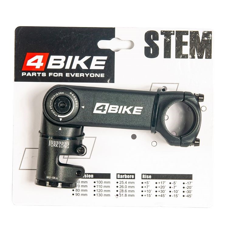 

Вынос руля "4BIKE", алюминиевый, TDS-D616, L:105, R:0-60, D:31.8мм, чёрный, Черный, TDS-D616