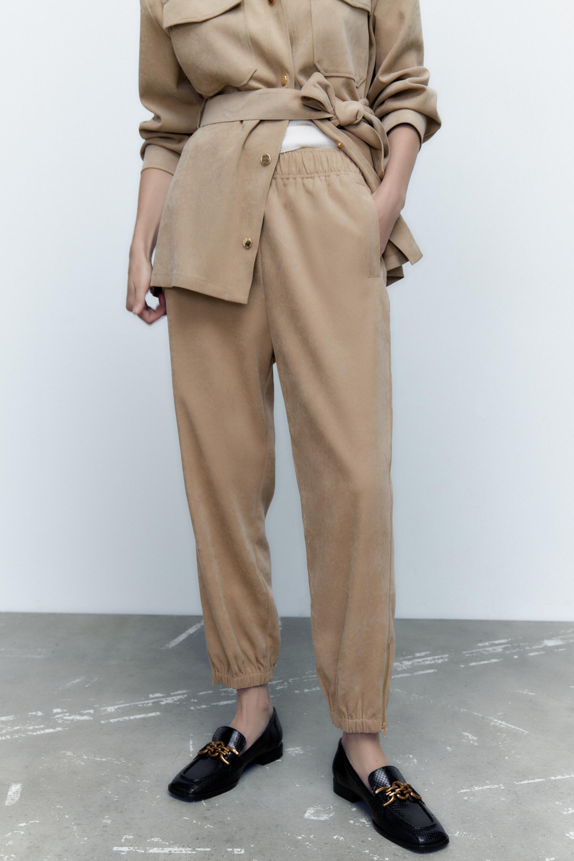

Брюки женские ZARA 08372266 бежевые S (доставка из-за рубежа), 08372266