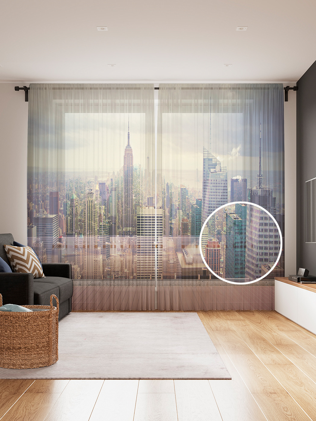 

Фототюль JoyArty "Городской вид", 145x265см (2 полотна со шторной лентой + 50 крючков), Городской вид