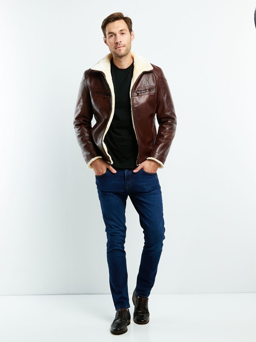 

Кожаная куртка мужская OGMANDO 817BROWN коричневая 58 RU, 817BROWN