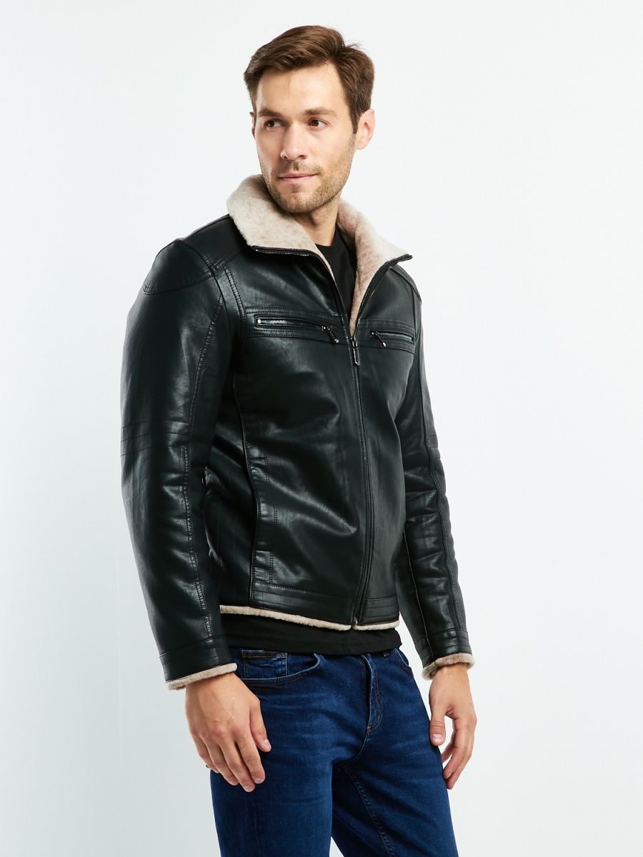 

Кожаная куртка мужская OGMANDO 817BLACK черная 56 RU, 817BLACK