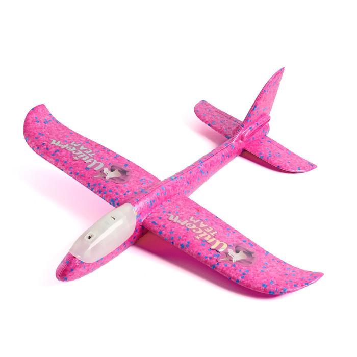 Самолетик Funny toys Самолет Unicorn team, 31х35 см, розовый, диодный