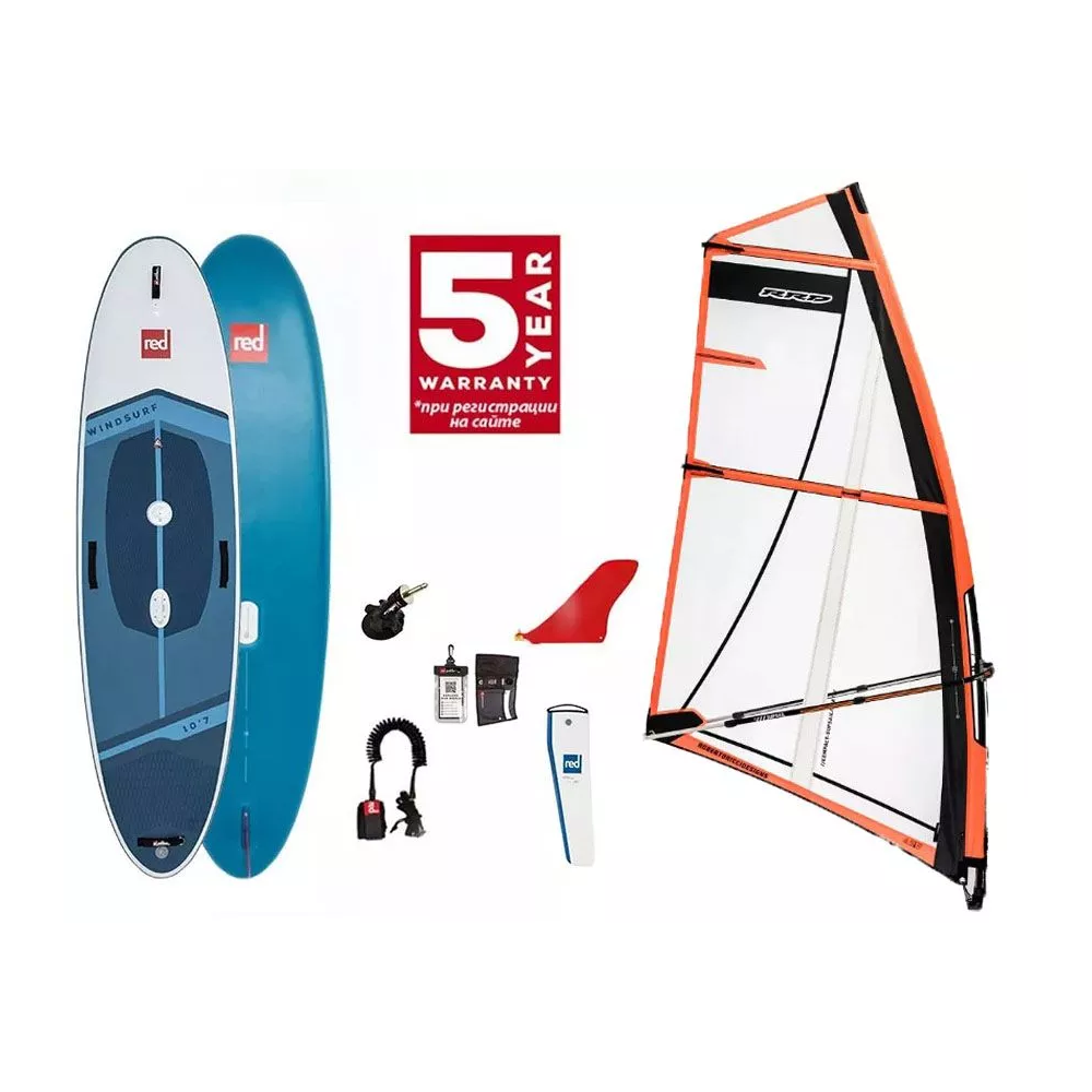 Сапборд надувной двухслойный Red Paddle 10.7x33 Windsurf 2024, лиш, плавник