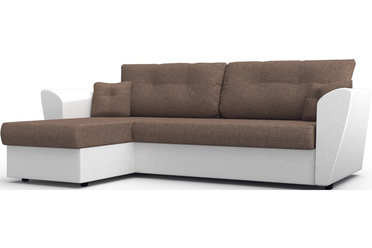 фото Диван-кровать элегантный стиль угол универсальный амстердам люкс 11, белый/коричневый