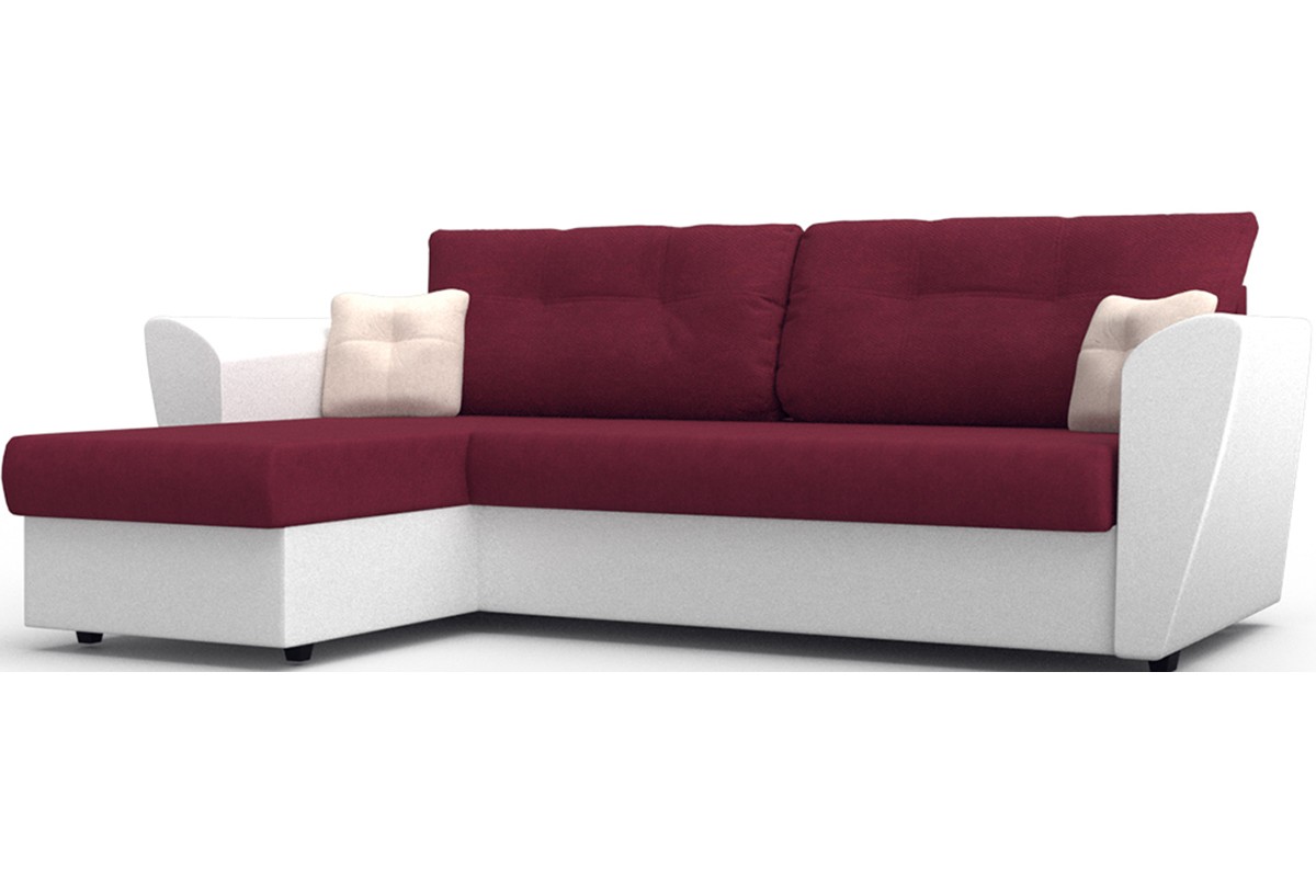 фото Диван-кровать элегантный стиль угол универсальный амстердам люкс 1, белый/бордовый