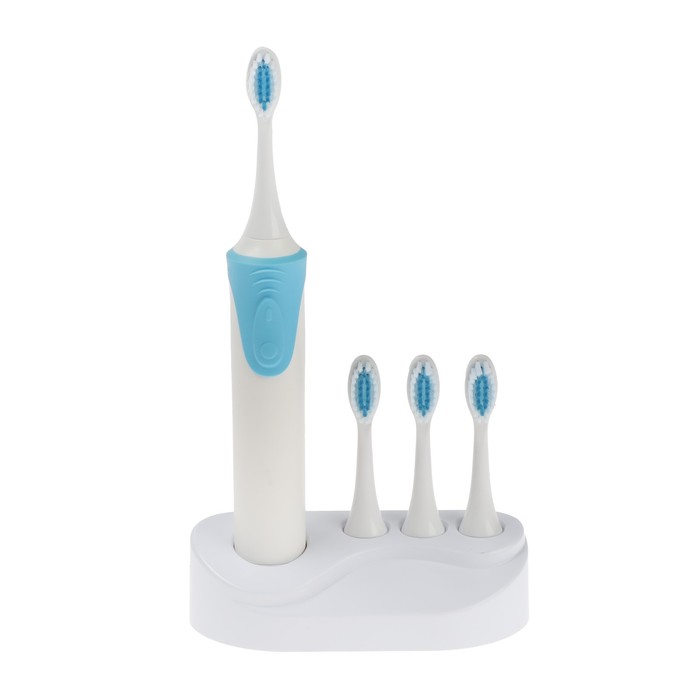 Электрическая зубная щётка Luazon LP-009, вибрационная, 8500 дв/мин, 4 насадки, 2хАА, синя электрическая зубная щётка luazon lp 009 вибрационная 8500 дв мин 4 насадки 2хаа синя