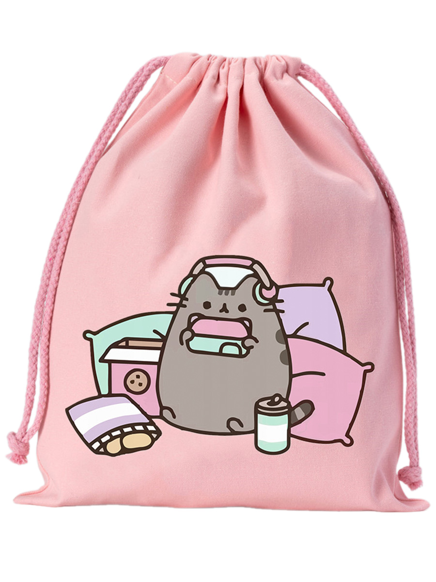 Мешок для сменной обуви StarFriend кот Пушин с телефоном Pusheen розовый 245х315 см 1599₽