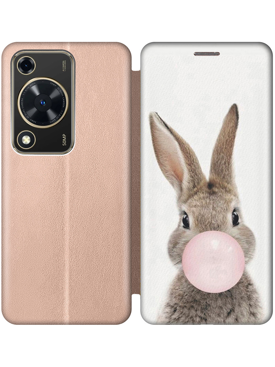 

Чехол-книжка на Huawei nova Y72 с принтом "Заяц с жвачкой" золотой, Золотистый;белый;коричневый;розовый, 785977812